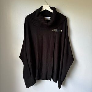 Calvin Klein draped cape sweater with buckle